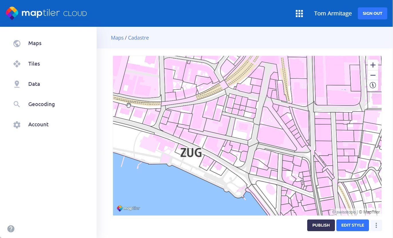 Cadastre map style in MapTiler Cloud