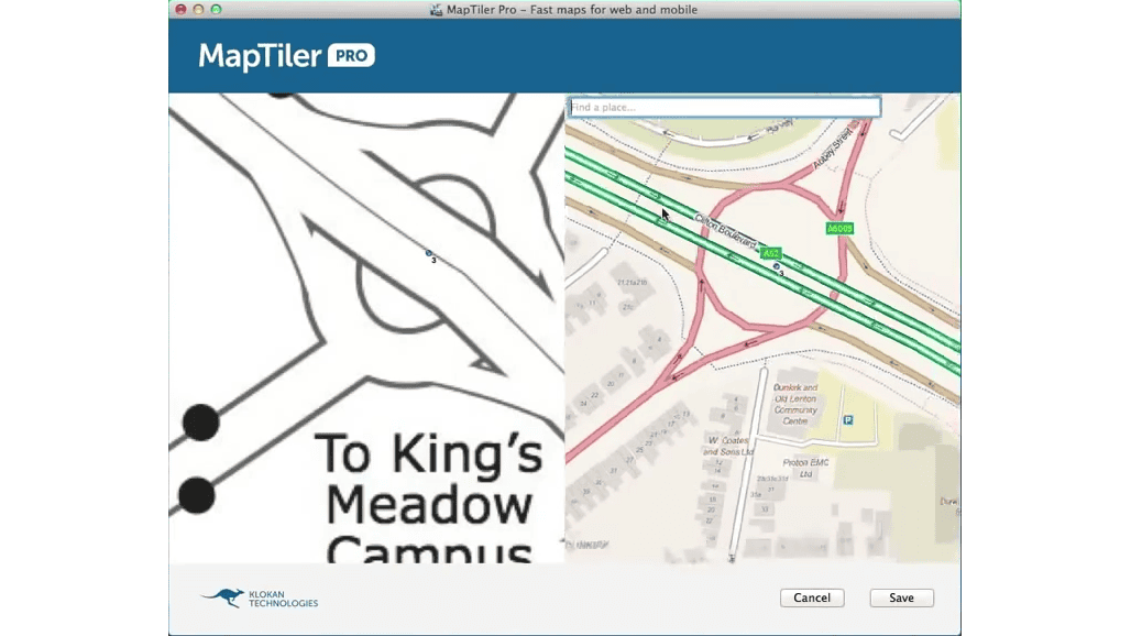 Visual georeferencing in MapTiler Engine